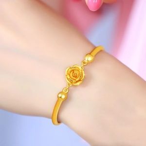 24k Solid Gold Rose Bangle